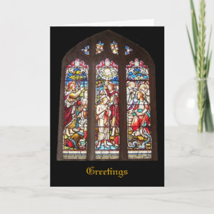Festiva Tarjeta de Navidades de la ventana de cristal cont