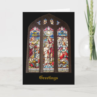 Festiva Tarjeta de Navidades de la ventana de cristal cont