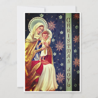 Festiva Tarjeta de Navidades de la Virgen y el Niño