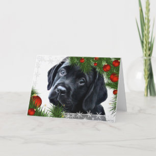 Festiva Tarjeta de Navidades de Labrador Negro