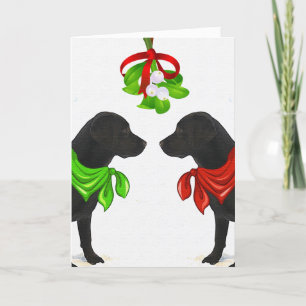 Festiva Tarjeta de Navidades de Labrador Negro