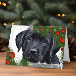 Festiva Tarjeta de Navidades de Labrador Negro