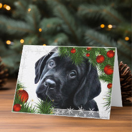 Festiva Tarjeta de Navidades de Labrador Negro