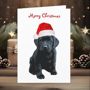 Festiva Tarjeta de Navidades de Labrador Negro