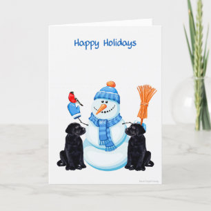 Festiva Tarjeta de Navidades de Labrador Negro