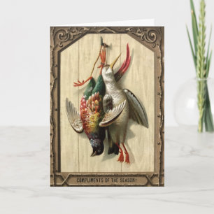 Festiva Tarjeta de Navidades de las aves muertas victorian