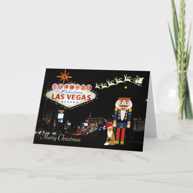 Festiva Tarjeta de Navidades de Las Vegas con petaca (Anverso)