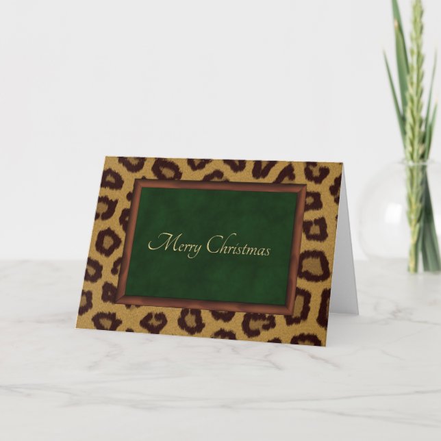Festiva Tarjeta de Navidades de Leopard Fancy (Anverso)