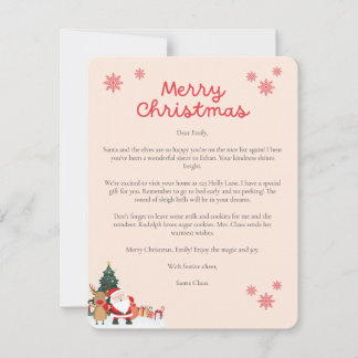 Festiva Tarjeta de Navidades de letras Santa para niños