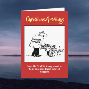 Festiva Tarjeta de Navidades de limpieza de ventanas o lim