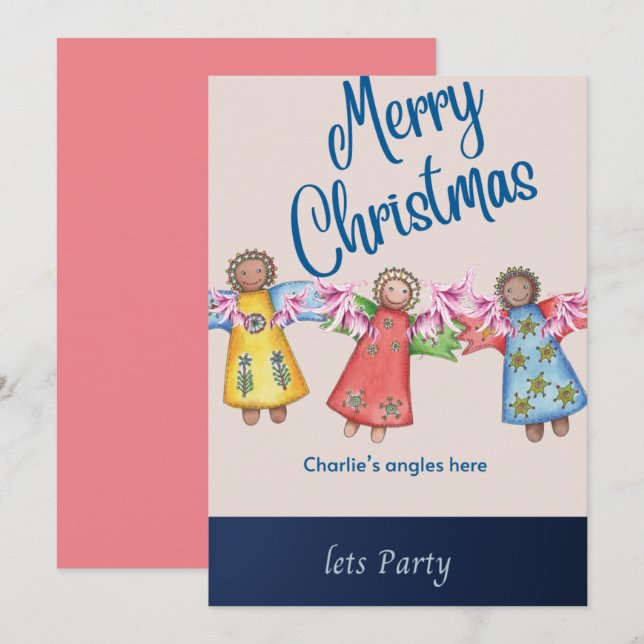 Festiva Tarjeta de Navidades de los ángulos de Charlie (Anverso / Reverso)