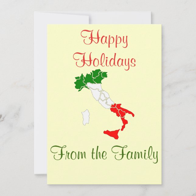 Festiva Tarjeta de Navidades de mapa de Italia (Anverso)