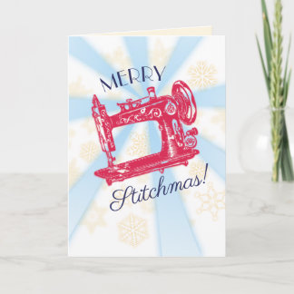 Festiva Tarjeta de navidades de máquinas de coser vintage