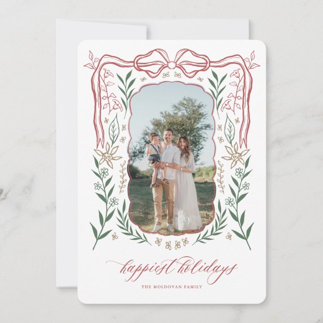 Festiva Tarjeta de Navidades de marco de cinta con barra (Anverso)