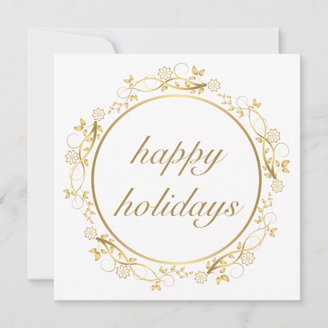 Festiva Tarjeta de Navidades de marco de círculo dorado (Anverso)