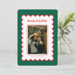 Festiva Tarjeta de Navidades de marco de vieira rojo y bla