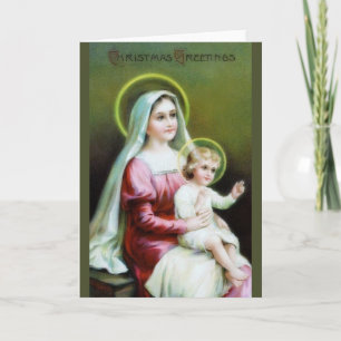 Festiva Tarjeta de Navidades de María Victoria y Niño Jesú