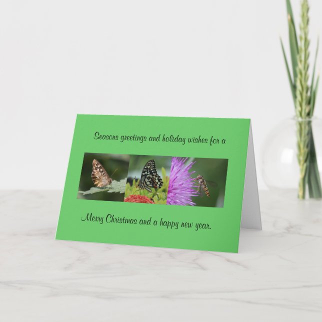 Festiva Tarjeta de Navidades de mariposa (Anverso)