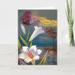 Festiva Tarjeta de Navidades de mariposas de Victoria