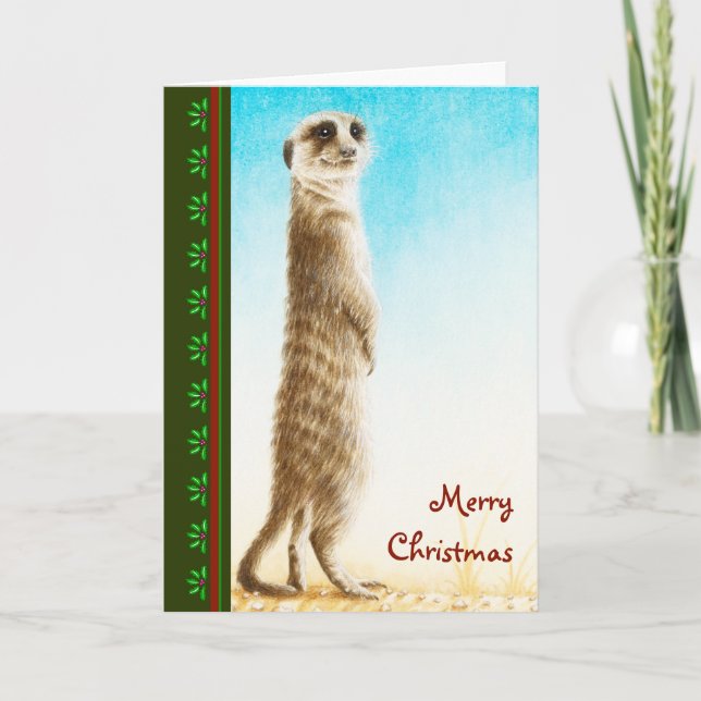 Festiva Tarjeta de Navidades de Meerkat (Anverso)
