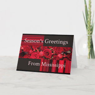 Festiva Tarjeta de Navidades de Mississippi con rosas