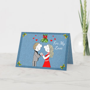 Festiva Tarjeta de Navidades de mistletoe del pueblo de Li