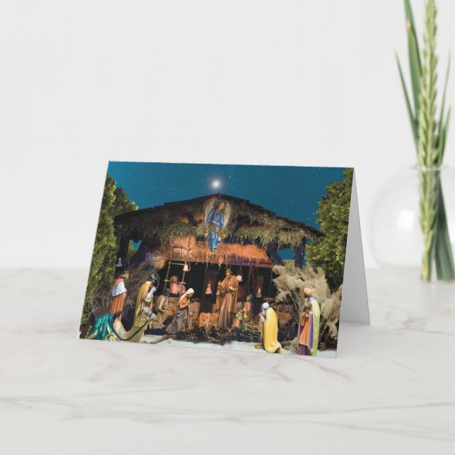 Festiva Tarjeta de Navidades de Natividad (Anverso)