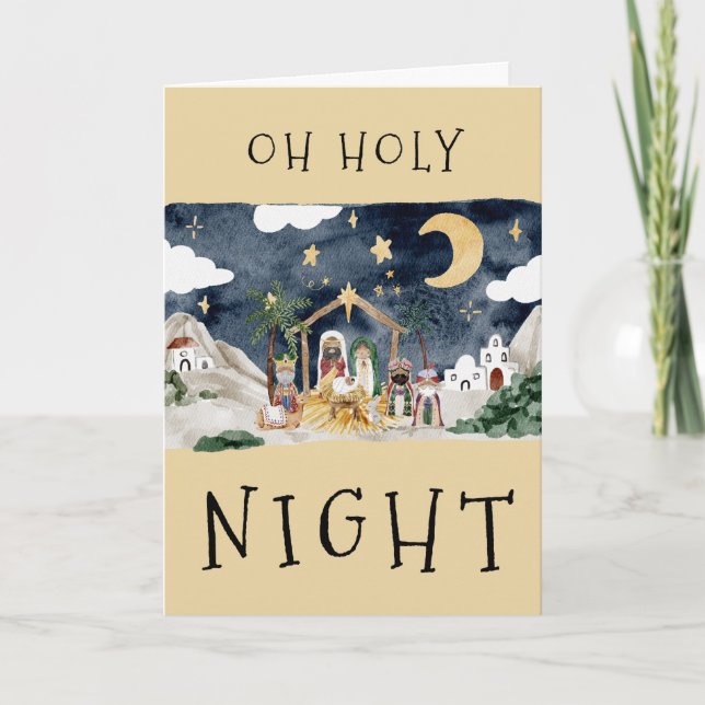 Festiva Tarjeta de Navidades de Natividad Africana (Anverso)
