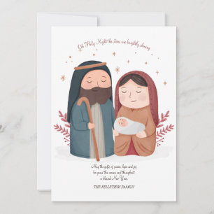 Festiva Tarjeta de Navidades de natividad de acuarela