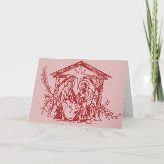 Festiva Tarjeta de Navidades de Natividad Roja