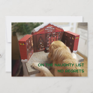 Festiva Tarjeta de Navidades de Naughty Golden Retriever N