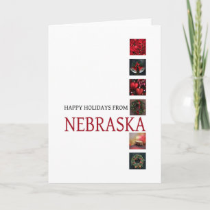Festiva Tarjeta de Navidades de Nebraska con ornamentos