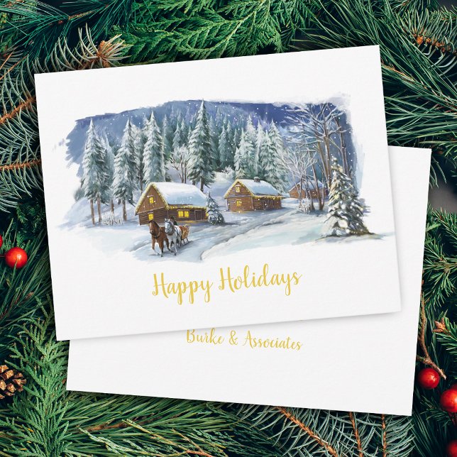 Festiva Tarjeta de Navidades de negocios Winter Happy Holi (Winter Happy Holidays Business Christmas Card)