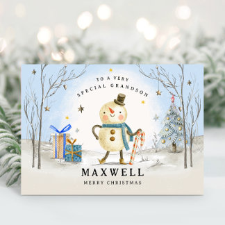 Festiva Tarjeta de Navidades de nietos, tarjeta de vacacio