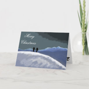 Festiva tarjeta de Navidades de nieve de montaña