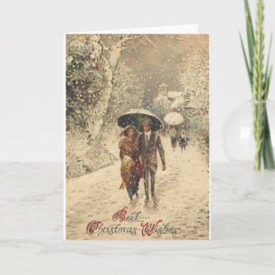 Festiva Tarjeta de Navidades de nieve para pareja victoria