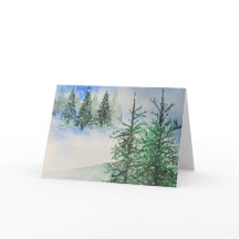 Tarjeta de Navidades de Nieve y Evergreens de Hill