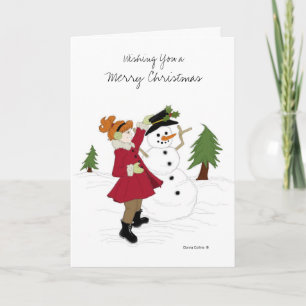 Festiva Tarjeta de Navidades de Niña y Niña
