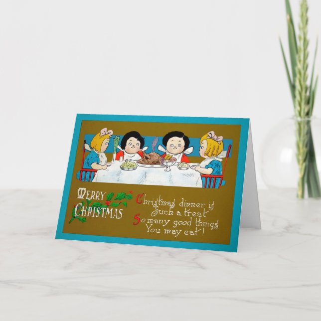 Festiva Tarjeta de Navidades de niños asquerosos de época (Anverso)