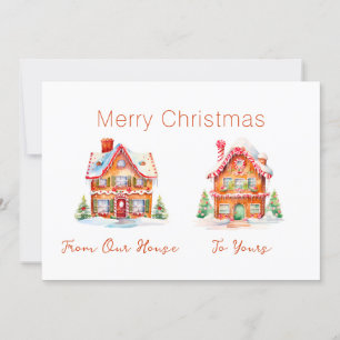 Festiva Tarjeta de Navidades "De nuestra casa" con pan de 
