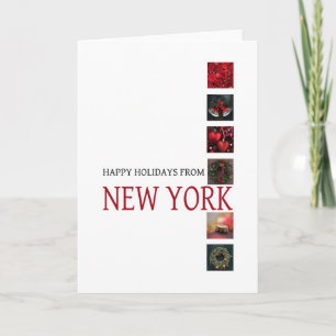 Festiva Tarjeta de Navidades de Nueva York con adornos