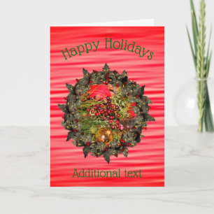 Festiva Tarjeta de Navidades de ornamentos Holly Berry Wre
