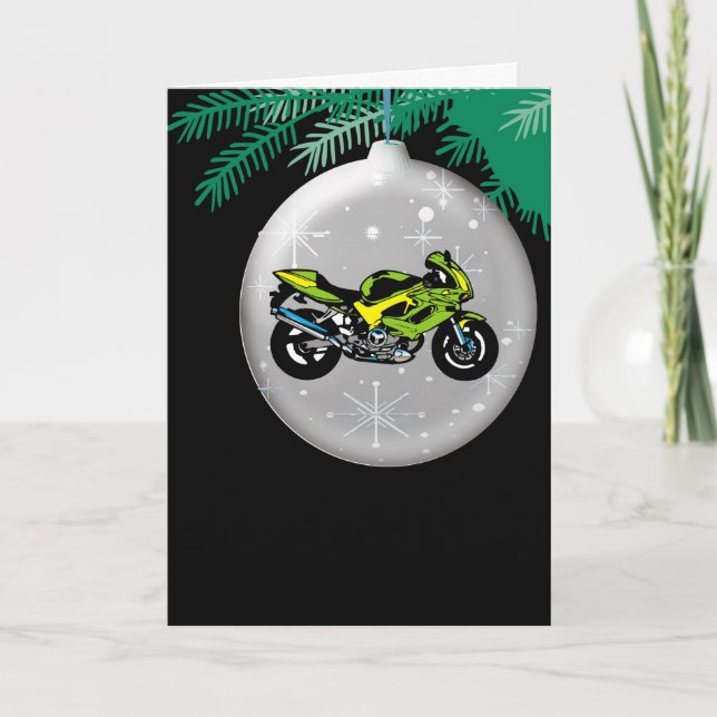 Festiva Tarjeta de Navidades de ornamentos para motociclet (Anverso)