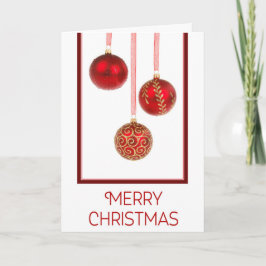 Festiva Tarjeta de Navidades de Ornamentos Rojos