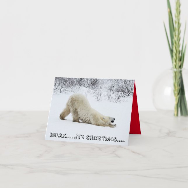 Festiva Tarjeta de Navidades de oso polar (Anverso)