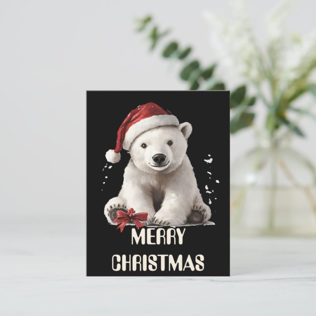 Festiva Tarjeta de Navidades de oso polar (Anverso de pie)