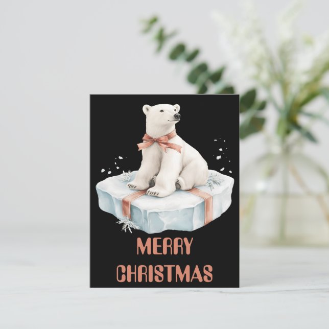 Festiva Tarjeta de Navidades de oso polar (Anverso de pie)