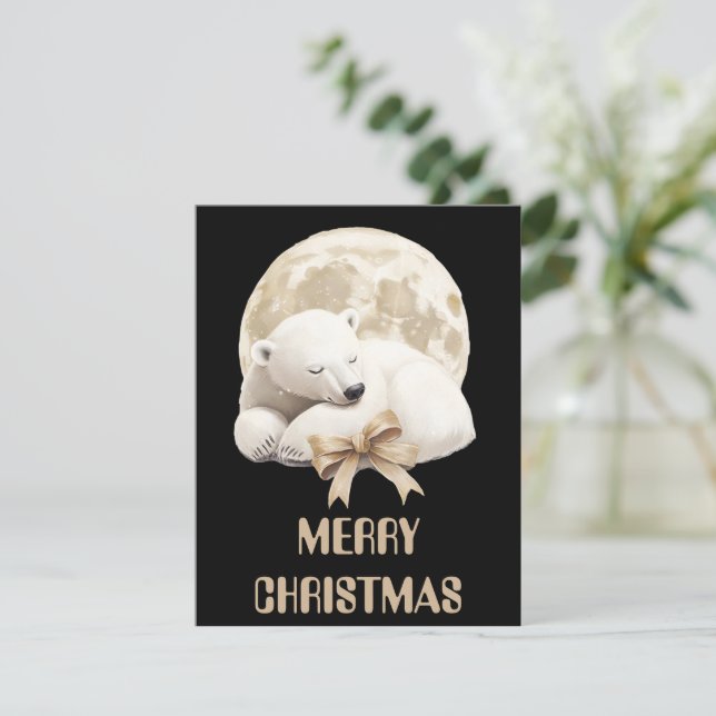 Festiva Tarjeta de Navidades de oso polar (Anverso de pie)