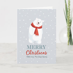 Festiva Tarjeta de Navidades de oso polar lindo
