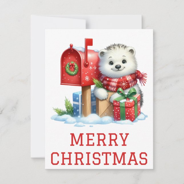 Festiva Tarjeta de Navidades de oso polar para bebé lindo (Anverso)
